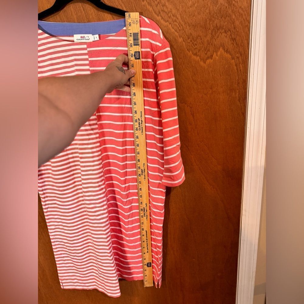 Vineyard Vines Split Stripe Sailor Boatneck Top Size S Coral White - Picture 7 of 7